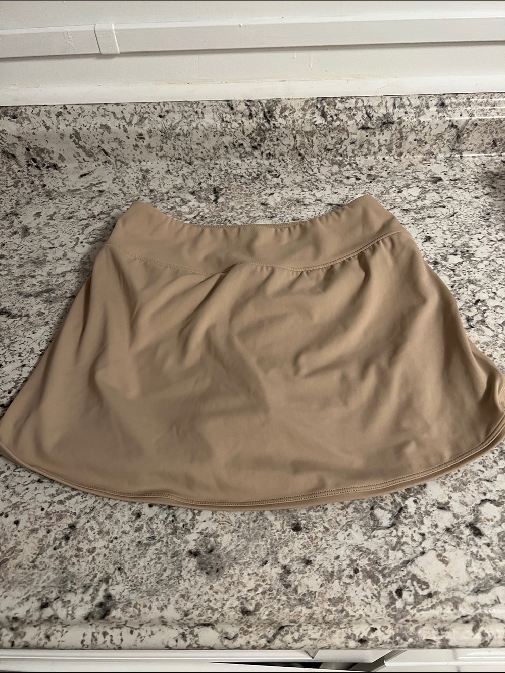 Neutral Tan Circle Activewear Skort with Smooth A-Line Silhouette